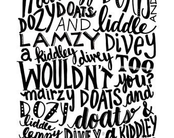 Mairzy Doats - Black Vintage Text - 8x10 Illustrated Print by Mandipidy