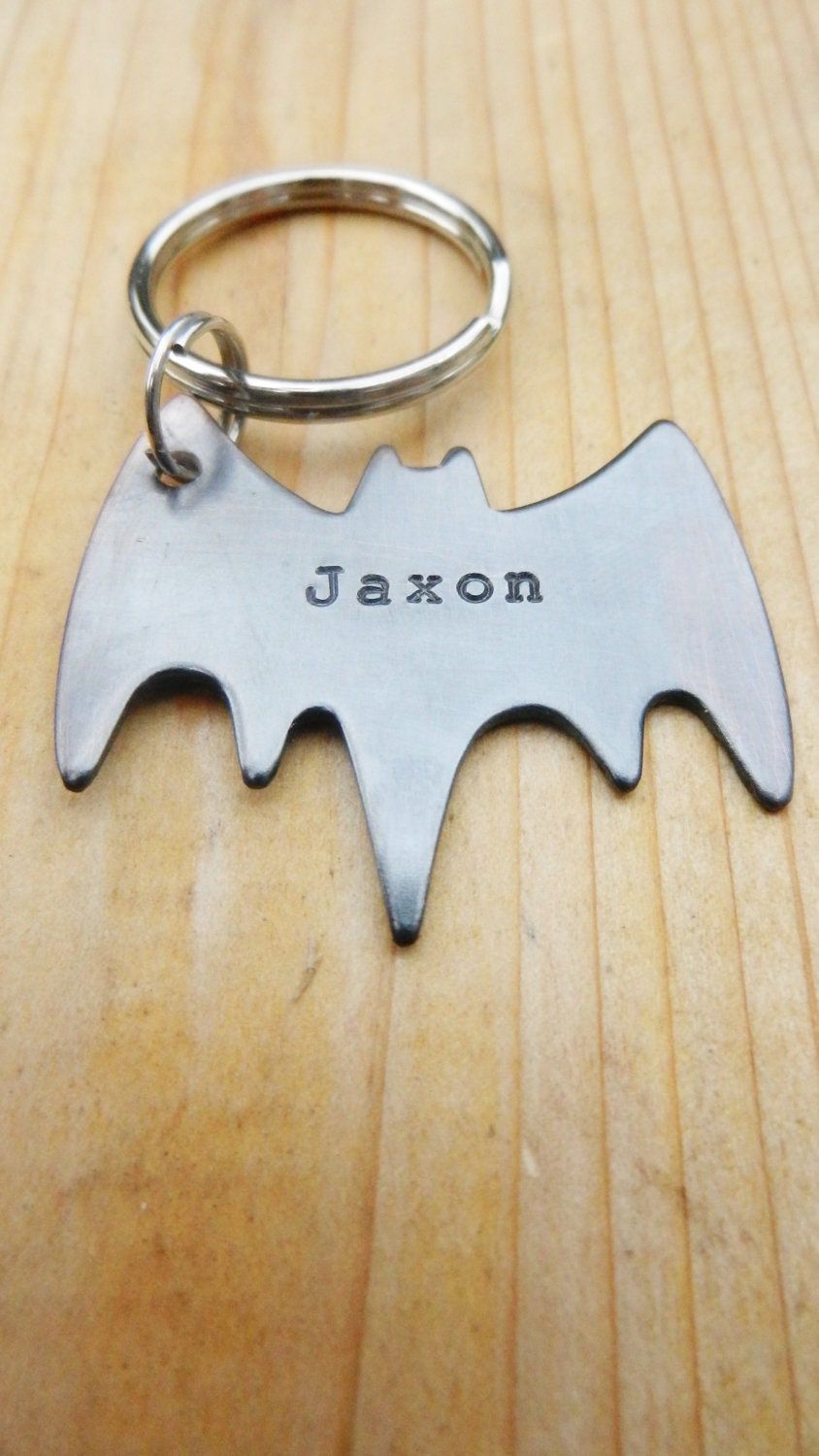 Personalized Batman Keychain by RAEJewelryDesigns on Etsy
