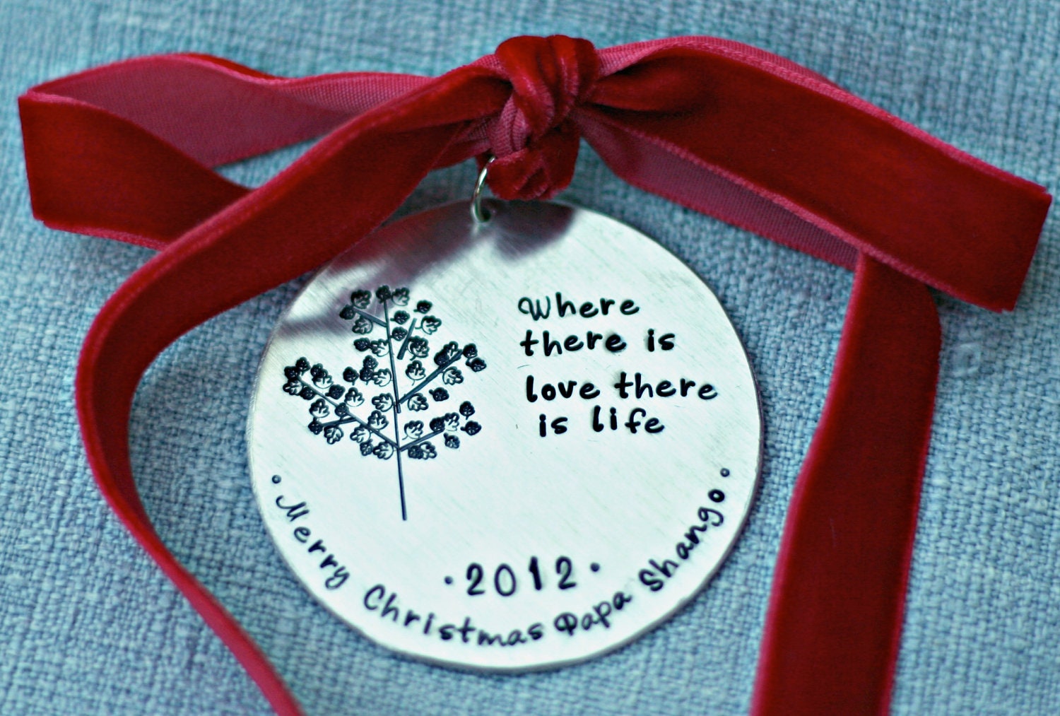 Personalized Ornament Hand Stamped Ornament Christmas Ornament