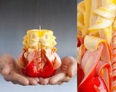 Red candle - Small candle - Carved candle