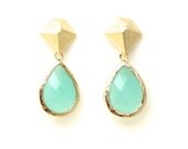 Kalaoa -- gold-lined colorful teardrop and gold geometric stud earrings, available in multiple colors