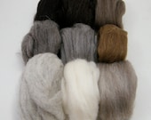 British Breed Spinning Fiber Sampler, 9 different natural shades of wool, 135g 4.7oz