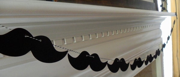 Party Banner: Mustache Garland - Baby Shower Birthday Party Wedding Photo Prop - die cut mustaches