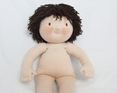 Waldorf  doll BOY 15"  with dark brown hair without clothes - pure natural organic