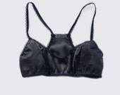 Black Leather & Silk Bra
