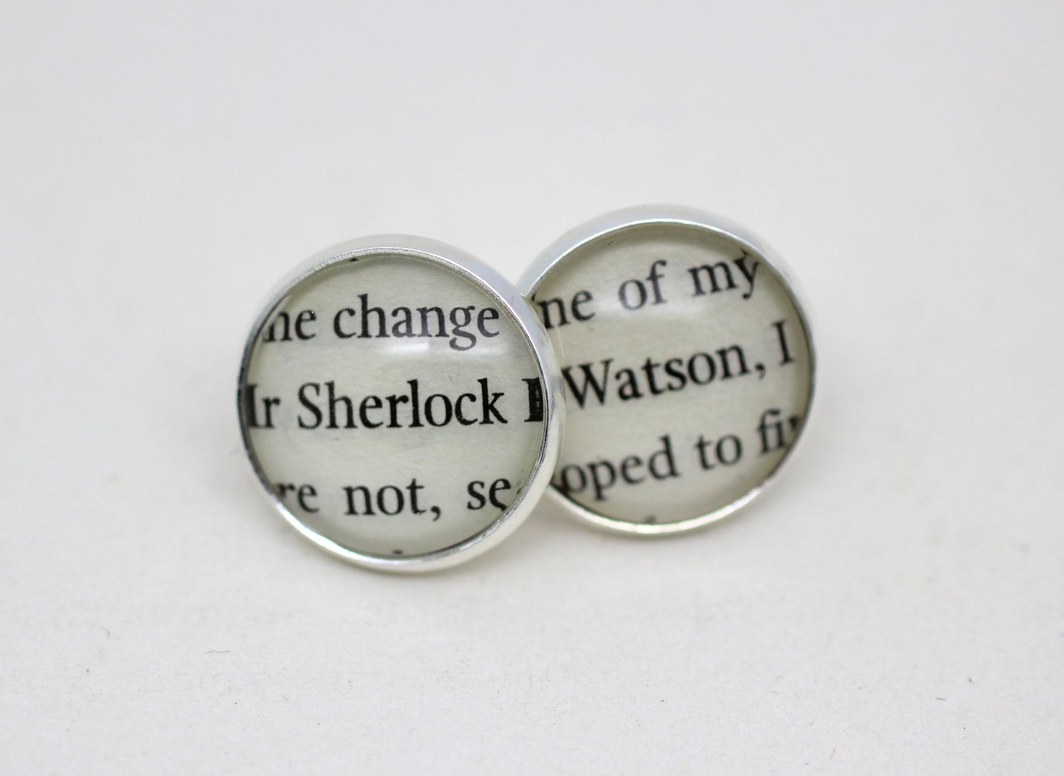 Sherlock Holmes 'Sherlock' & 'Watson' Post / Stud Earrings