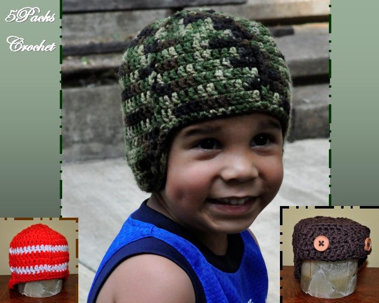 Crochet Pattern PDF - Helmet / Beanie / Hat - A Helmet Ahead - Newborn to Adult Sizes - Directions for Soldier, Football and Avaitor Helmet