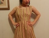 Pink, Brown and Purple Striped Floral Backless Sundress