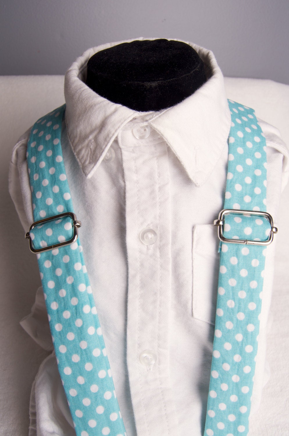 Aqua Polka Dot Suspenders - Baby Toddler Child Boys - photo prop