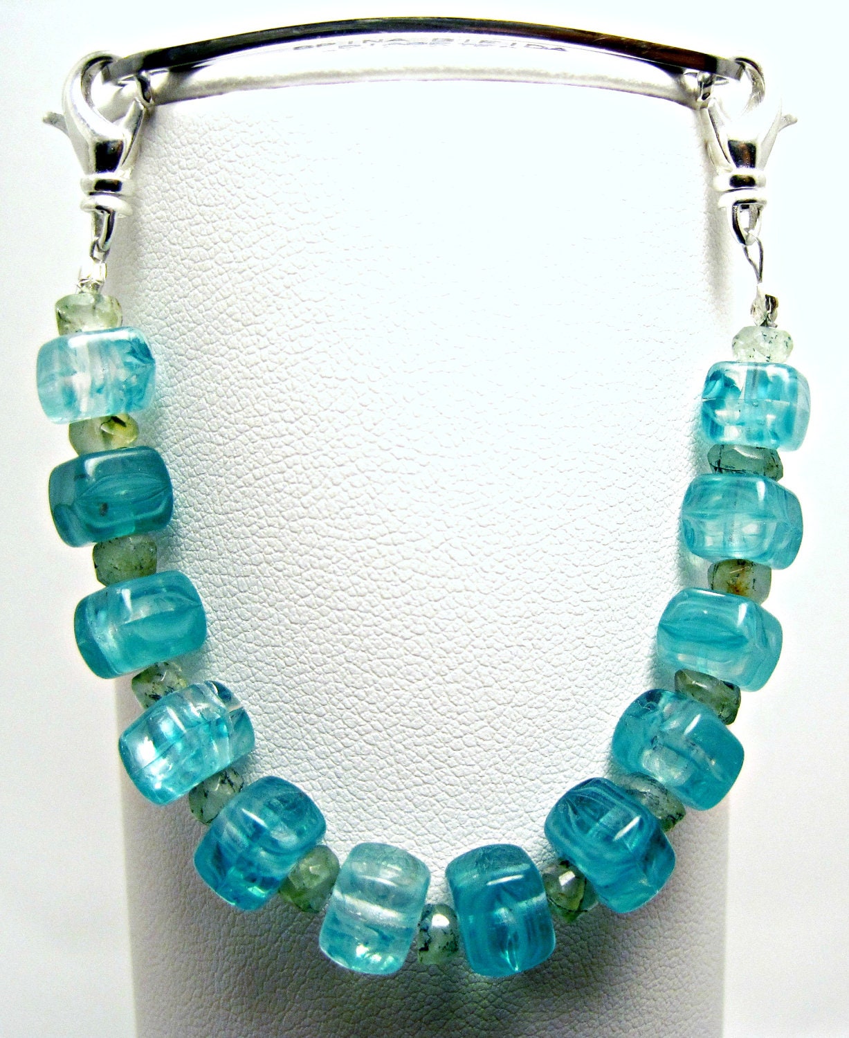 Light Blue and Aquamarine Glass Beaded Medical Bracelet Attachment