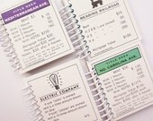 mini MONOPOLY CARD set of 4 shopping list memo pad  mini notebook Spiral Bound  Upcycled and Earth Friendly