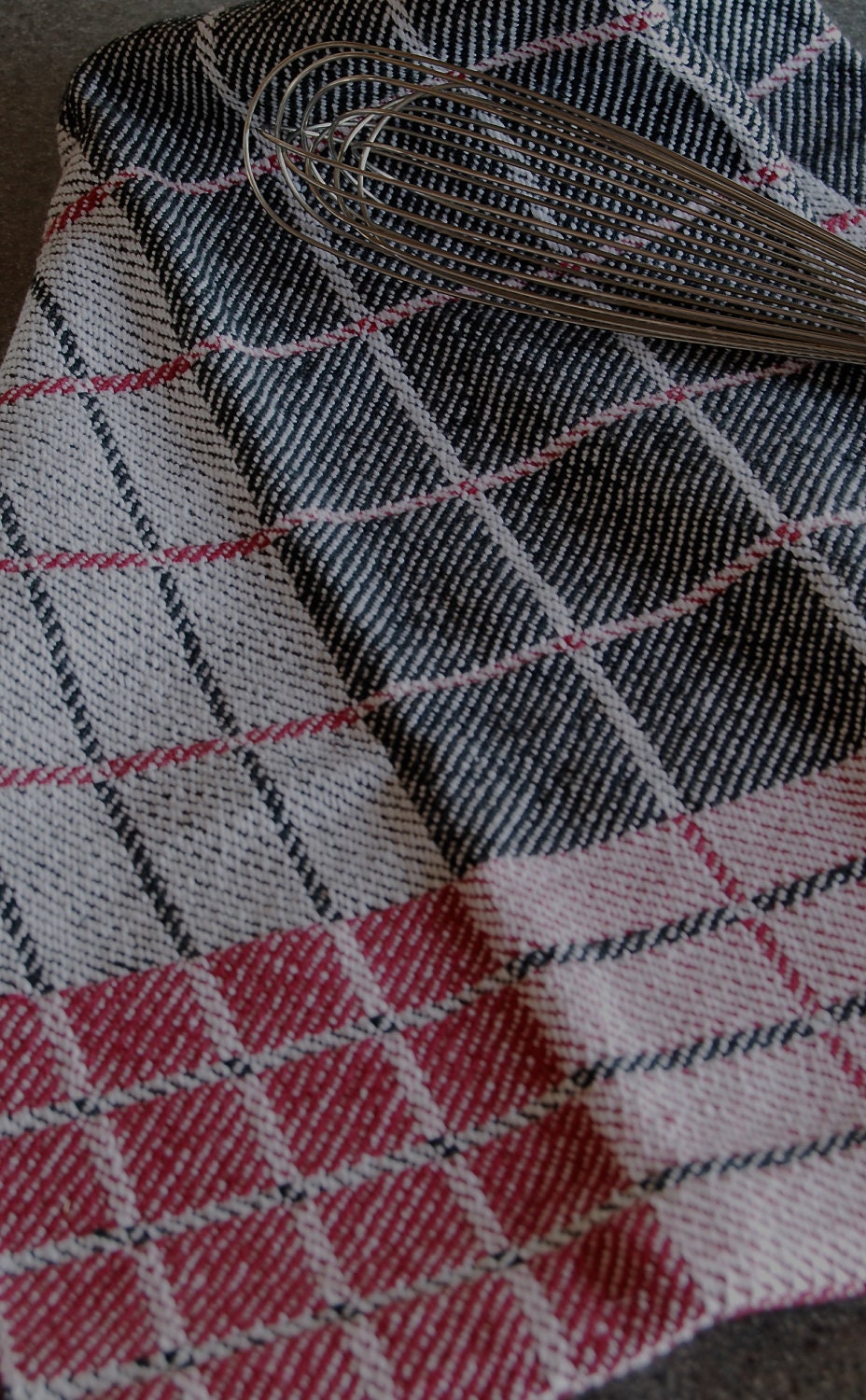 Handwoven Cotton LinenTea Towel- Farmhouse Blocks Black