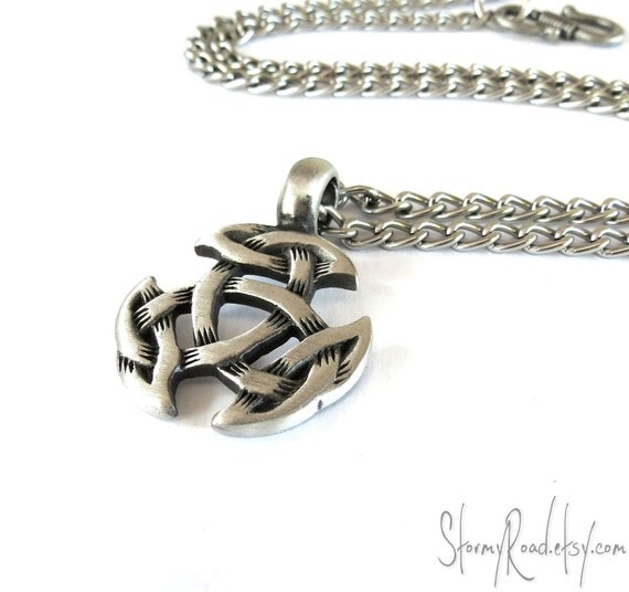 Celtic Knot Necklace Pewter Triple Knot Pendant by StormyRoad
