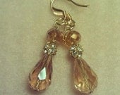 Champagne dangle sparkle beaded earrings