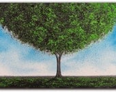 Original Green Tree Painting, Contemporary Landscape Art Oil Painting, Abstract Tree Art, Textured Canvas Painting, 5 x 7