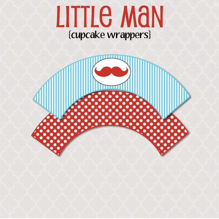 Printable Cupcake Wrappers - Little Man Party Collection