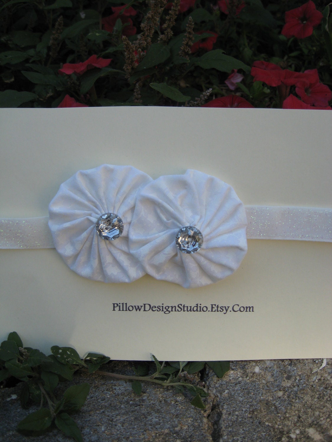 Flower girl headband -- white headband with rhinestones, sparkle elastic for flower girls, bridesmaids -- free gift wrap
