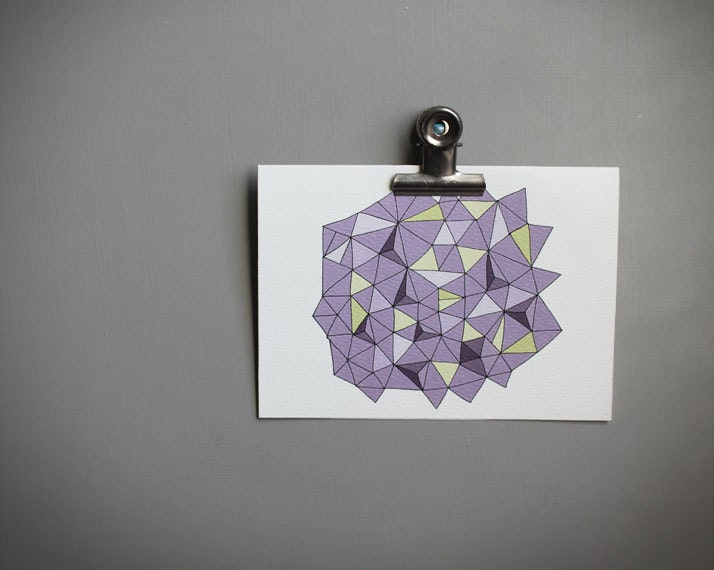 geometric notecard . purple and yellow geometric blank card . geometric stationery. modern note card. greeting card . blank card .