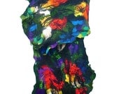 Felted Scarf Multicolor Scarf Nunofelt Scarf Felt Wrap Wool Scarves ART DECO shawl Felt Nunofelt Nuno felt Silk Eco black red Fiber Art