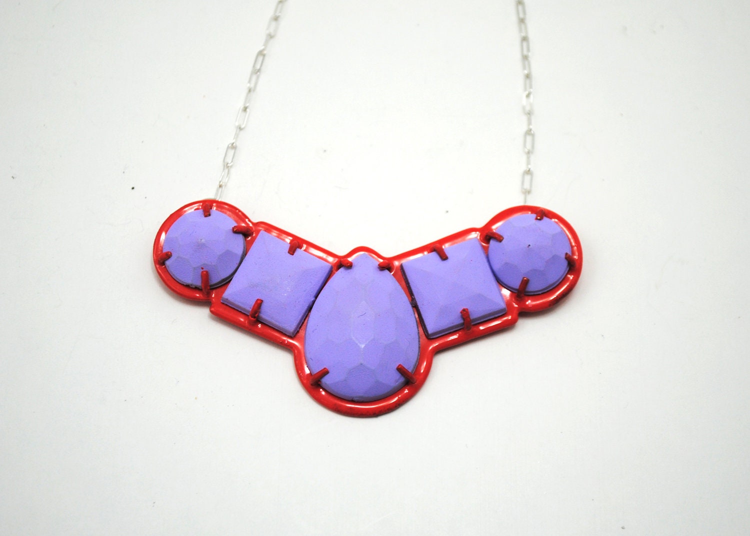 red orange and purple gem necklace