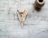 Rustic shabby chic heart home decor gift for couple lavender Provence vintage creamy brown lavender floral spring