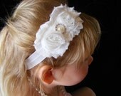 White Chiffon Flower Headband. Baby Headband, Flower Headband, Photo Prop, Toddler Headband