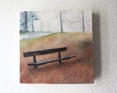 winter bench Etsy oil painting canvas