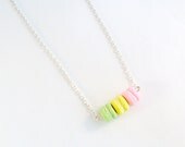 Macaron Trio Necklace, Kitsch Tiny pastel Macaroons, Cute And Kawaii :D