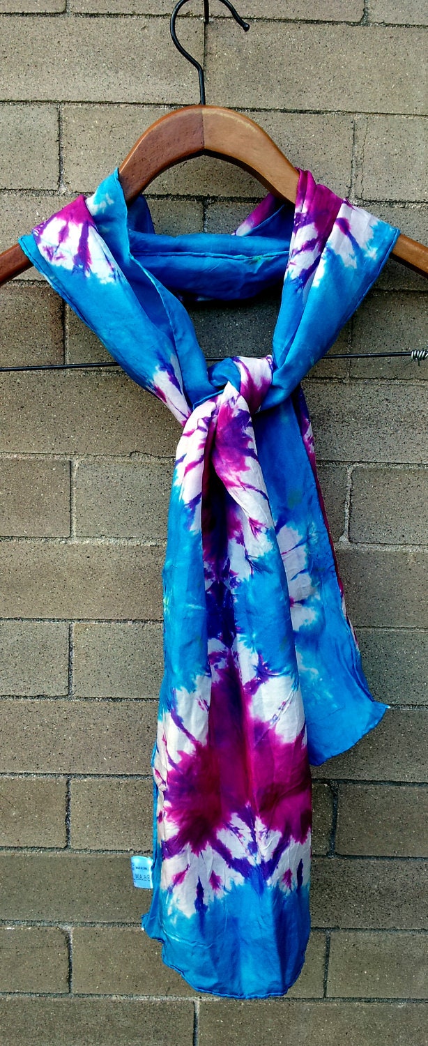 Heart Tie Dye Silk Scarf 11"x60"