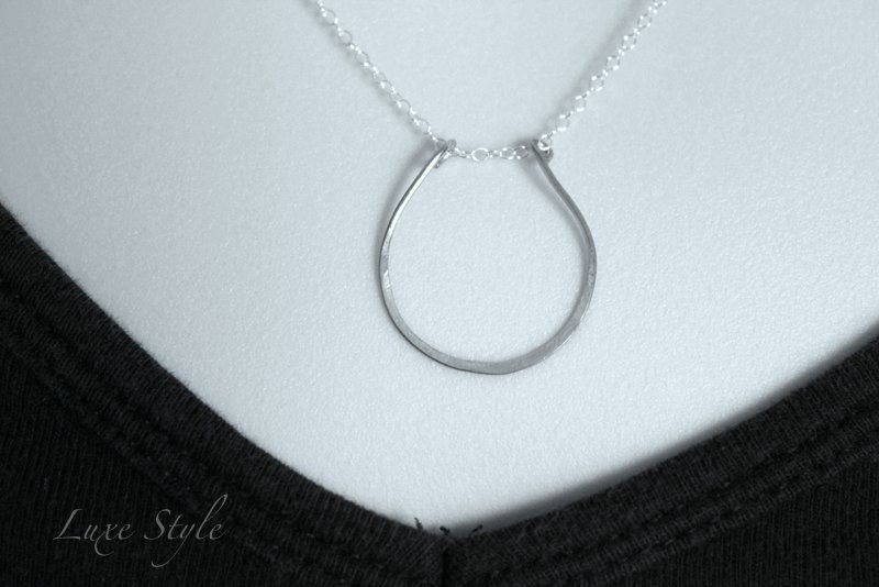 Horse Shoe Pendant with chain Sterling Silver Necklace Handmade Unique Jewelry Metal work Luxe Style