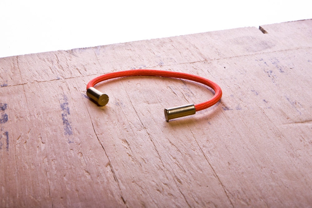 BRZN Bullet Casing Bracelet Electric Orange recycled .22lr shells neon orange 550 paracord wire men women