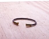 Riverbed Camo Bullet Casing Bracelet recycled .22lr casings tan navy brown paracord wire BRZN