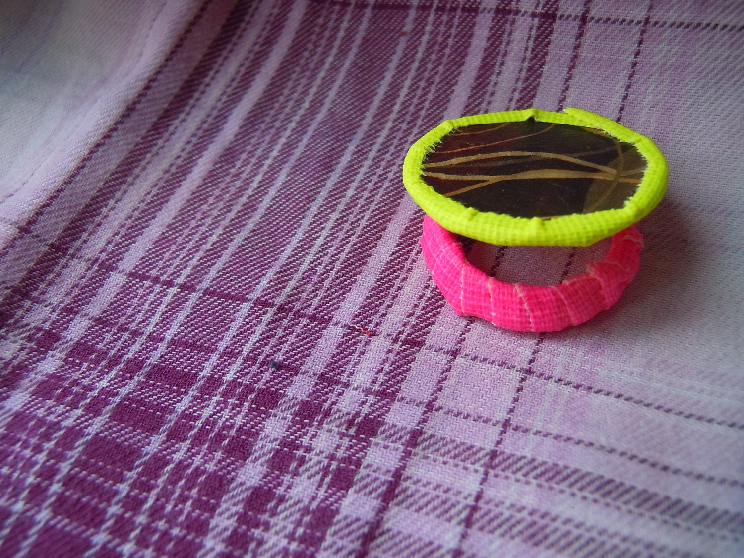 Brown & Gold Patterned Milk Carton Ring - Recycled Upcycled Jewelry - Handmade Plastic Accessories - Items Under 10