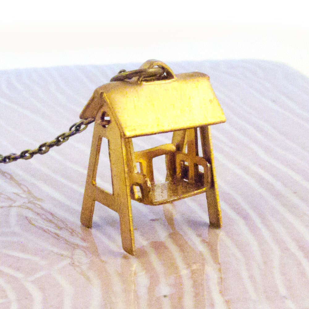 Miniature Vintage Swing Set Charm Necklace by AcornParty on Etsy