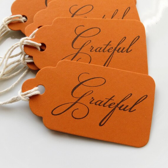 Grateful Gift Tags - Set of 8 - Custom Colors Available - Bridal Shower Thank You Wedding Favor Tags Thanksgiving Decor Tags Il_570xn