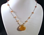 Honey Chalcedony Necklace with Hessonite Garnet in Silver