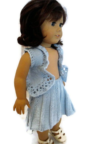 American Girl Doll Skirt Vest Set Blue