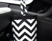 Car Trash Bag CHEVRON BLACK/White, Women, Men, Car Litter Bag, Auto Accessories, Auto Bag, Car Organizer
