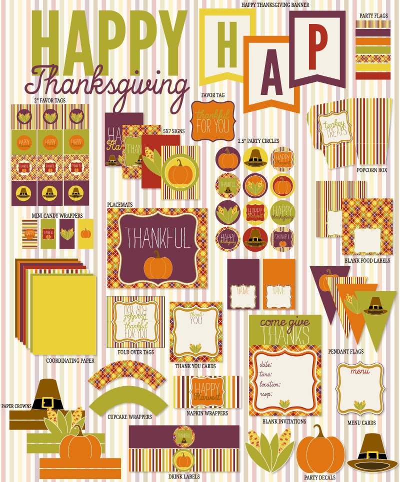Thanksgiving PRINTABLE Party Full Collection by Love The Day Il_570xn