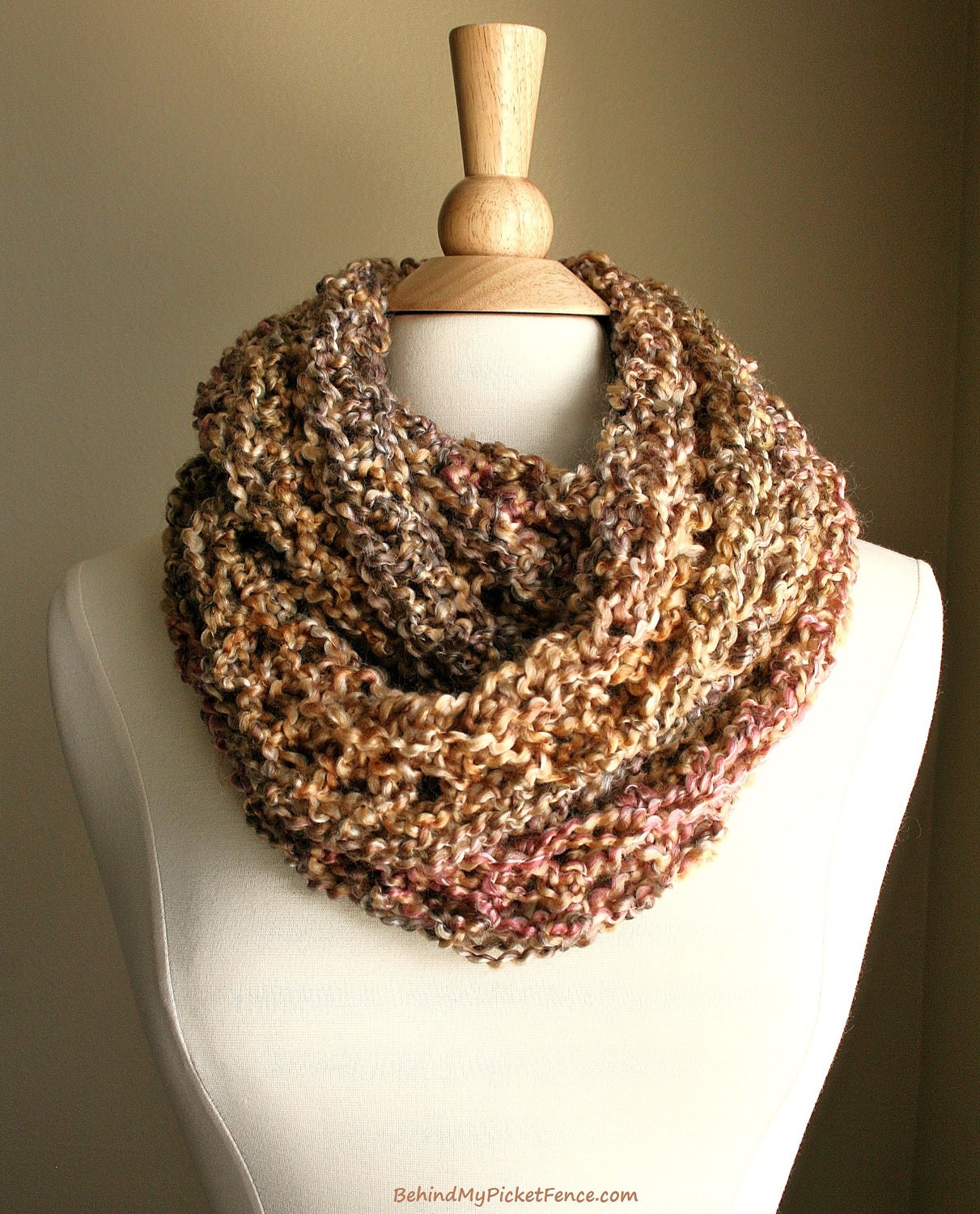 Sale - BEACHCOMBER INFINITY SCARF  - Warm, soft & stylish scarf rich in texture - Harvest