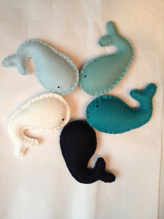 Baby whale garland in ombre blues and teals -- photo prop nursery decor
