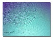Abstract Water Photography, Aqua Blue Periwinkle Purple Night Swimming Pool Ripples, Water Drop Concentric Circles 5x7 Modern Art Home Decor