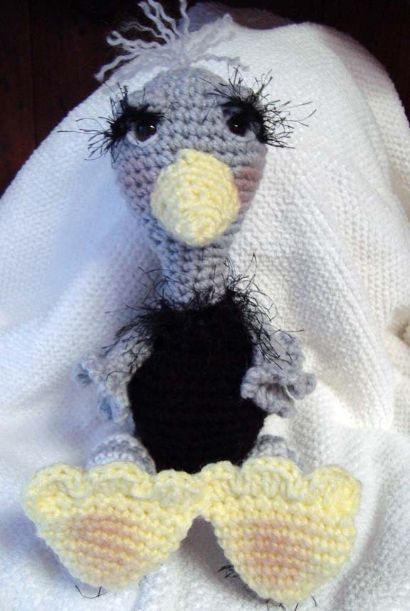 Amigurumi Ostrich OOAK Hand-Crocheted Collectible Stuffed Doll