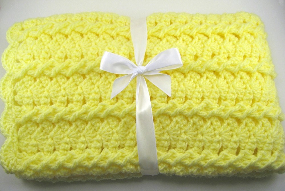 PDF Pattern Crocheted Baby Afghan, CAR SEAT Size and Newborn Size Blanket -- Lemon Twist