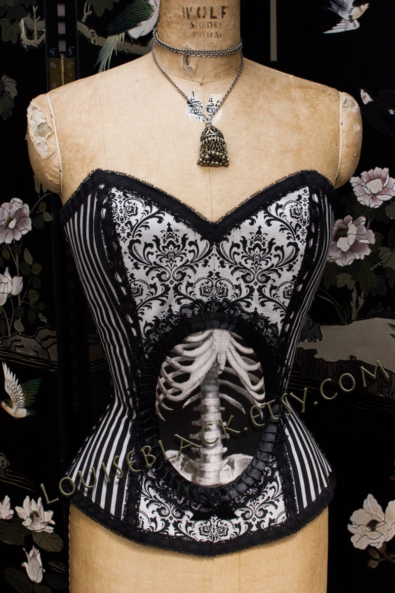 New Overbust X Ray Skeleton Cameo Corset by Louise Black CUSTOM made to your measurements