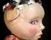 A D U L T..."Princess Trichinosis"... large handmade OOAK anthropomorphic reliquary..."naughty no knickers" ceramic pink  Pig