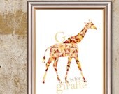 Geometric Art Baby Boy Nursery & Baby Girl too. Baby Poster WALL DECOR, G is for Giraffe Poster Art, Alphabet ABC Educational A3
