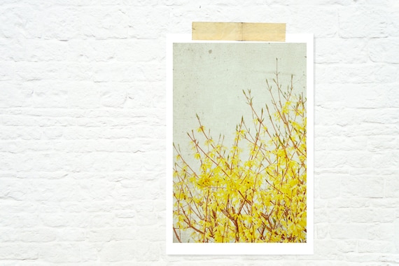 spring summer print nature landscape rustic home decor - Yellow and grey