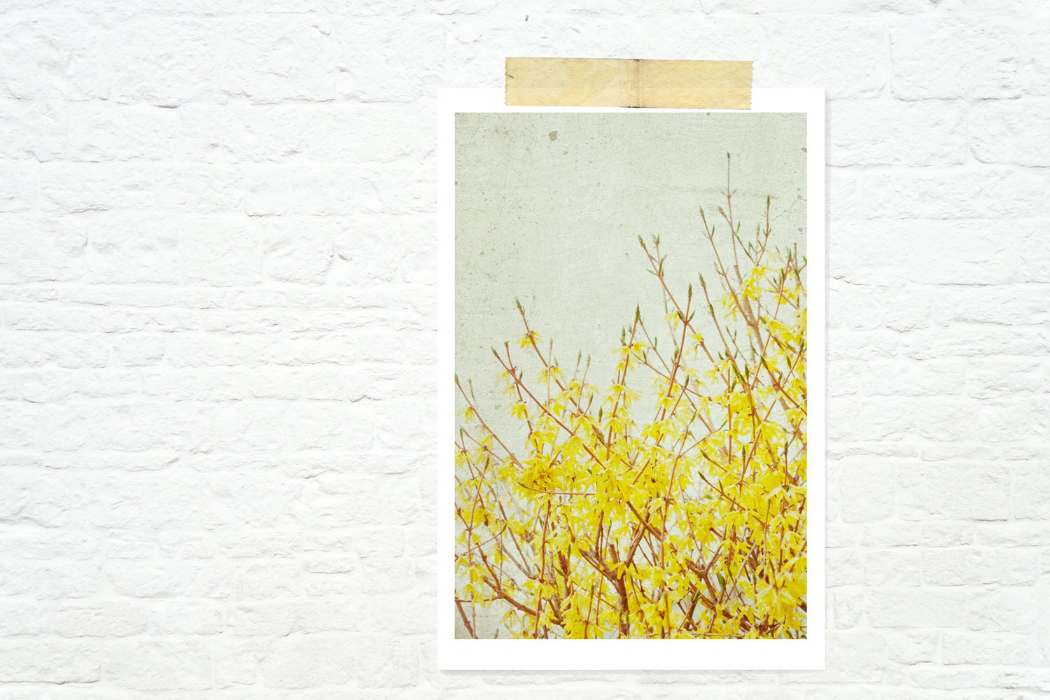 spring summer print nature landscape rustic home decor - Yellow and grey