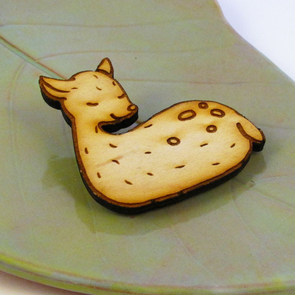 Sleeping Woodland Deer Wood Pin